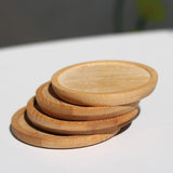 Darrahopens Home & Garden > Garden Beds > Grow Bags 4x Round Bamboo Wooden Coaster Tea Coffee Drink Holders Pallet Beverage Mat Pad