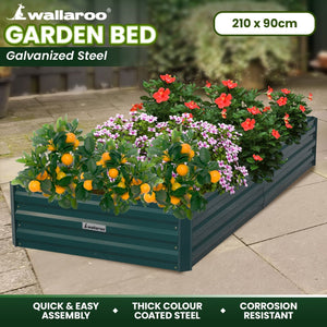 Darrahopens Home & Garden > Garden Beds Wallaroo Garden Bed 210 x 90 x 30cm Galvanized Steel - Green