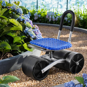 Darrahopens Home & Garden > Garden Furniture Gardeon Garden Stool Foldable with Wheels Blue