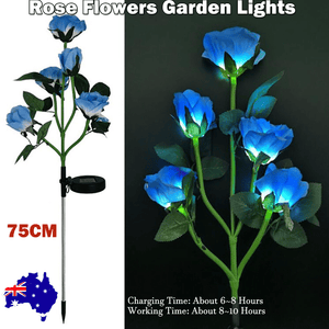 Darrahopens Home & Garden > Garden Lights Blue Bulk Solar Garden Lights 75cm Long Rose Flowers Yard Lamp Xmas Halloween Deco AU