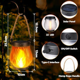 Darrahopens Home & Garden > Garden Lights > Other Outdoor Lights 1/2/4 Pack Solar Garden Lights with Flame Effect - Waterproof Hanging Lanterns with USB Charging, Halloween and Garden Decoration (Four-piece set)
