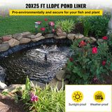 Darrahopens Home & Garden > Garden Lights > Other Outdoor Lights VEVOR LLDPE Pond Liner 20x25 ft, Pond Liner 20 Mil, Fish Pond Liners for Waterfall, Pond and Fish Ponds