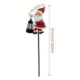 Darrahopens Home & Garden > Garden Lights > Other Outdoor Lights Warm white light Solar Powered Christmas Garden Stake - Metal Santa Claus with Glowing Lantern - Warm White LED Outdoor Decoration - 82cm Height