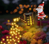 Darrahopens Home & Garden > Garden Lights > Other Outdoor Lights Warm white light Solar Powered Christmas Garden Stake - Metal Santa with Watering Can &  LED Waterfall - 82cm Outdoor Yard Decoration