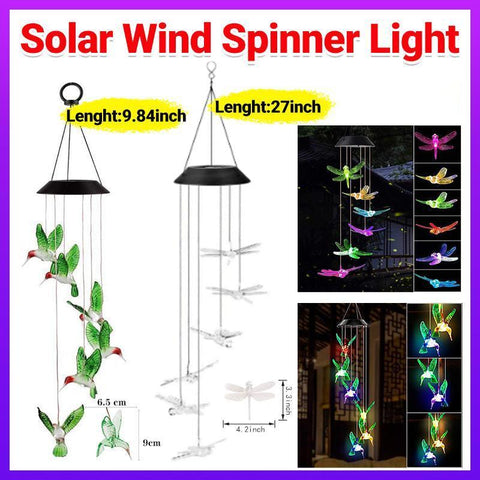 Darrahopens Home & Garden > Garden Lights > Other Outdoor Lights Wind Chimes Solar Powered Led Lights Changing Hanging Garden Yard Outdoor Decor - Hummingbird