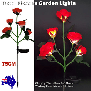 Darrahopens Home & Garden > Garden Lights Red Bulk Solar Garden Lights 75cm Long Rose Flowers Yard Lamp Xmas Halloween Deco AU