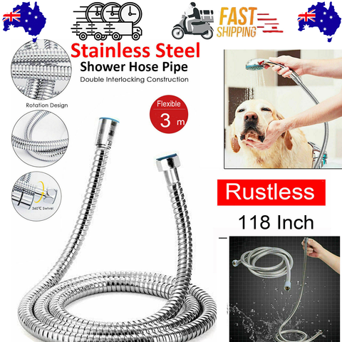 Darrahopens Home & Garden > Garden Tools > Garden Hoses 3m Shower Head Hose Stainless Steel Bathroom Flexible Tube Replacement Pipe AU