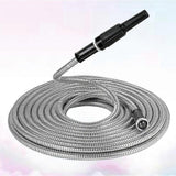 Darrahopens Home & Garden > Garden Tools > Garden Hoses 50ft Metal Garden Hose - Retractable Water Hose with Strong Outer Shell, Flexible Design