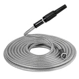 Darrahopens Home & Garden > Garden Tools > Garden Hoses 50ft Metal Garden Hose - Retractable Water Hose with Strong Outer Shell, Flexible Design