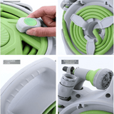 Green Portable Hose Reel Cart with 14m Hose 7-Pattern Spray Gun Garden Watering System