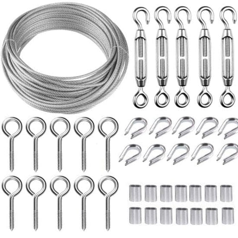 Darrahopens Home & Garden > Garden Tools > Gardening Accessories 30M/2mm stainless steel wire set with M5 tensioner for plants, clotheslines and railings