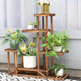 Darrahopens Home & Garden > Garden Tools > Gardening Accessories 6-Tier Rustic Wooden Step Plant Stand
