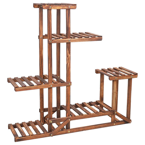 Darrahopens Home & Garden > Garden Tools > Gardening Accessories 6-Tier Rustic Wooden Step Plant Stand