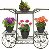 Darrahopens Home & Garden > Garden Tools > Gardening Accessories 6 Tiers Garden Cart Stand & Flower Pot Plant Holder Display Rack Parisian Style