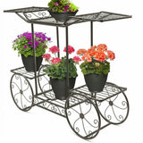 Darrahopens Home & Garden > Garden Tools > Gardening Accessories 6 Tiers Garden Cart Stand & Flower Pot Plant Holder Display Rack Parisian Style