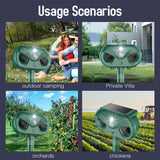 Darrahopens Home & Garden > Garden Tools > Gardening Accessories Black Advanced Solar Powered Ultrasonic Animal Repeller - Outdoor Pest Deterrent with Motion Sensor, Strobe Light & Laser