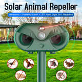 Darrahopens Home & Garden > Garden Tools > Gardening Accessories Black Advanced Solar Powered Ultrasonic Animal Repeller - Outdoor Pest Deterrent with Motion Sensor, Strobe Light & Laser