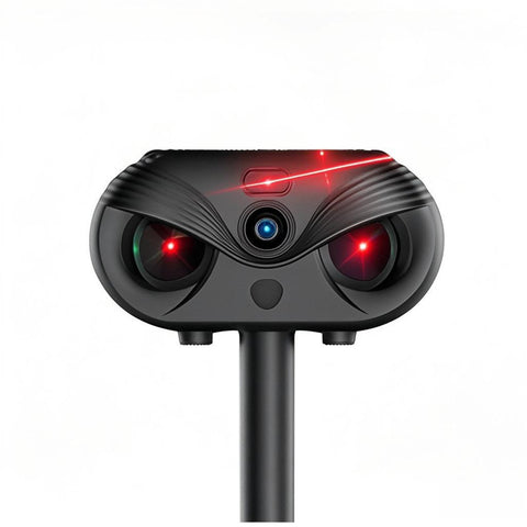 Darrahopens Home & Garden > Garden Tools > Gardening Accessories Black Advanced Solar Powered Ultrasonic Animal Repeller - Outdoor Pest Deterrent with Motion Sensor, Strobe Light & Laser