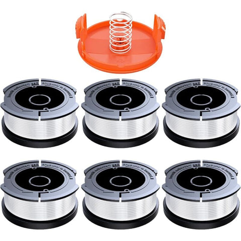 Darrahopens Home & Garden > Garden Tools > Gardening Accessories Black \u0026 Decker Trimmer Replacement Spools 6 Pack 1.65mm Line 10m Each Compatible with Black \u0026 Decker Extra Spring \u0026 Cap