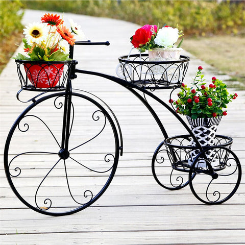 Darrahopens Home & Garden > Garden Tools > Gardening Accessories Fin Bicycle Style Flower Pots Indoor Outdoor Garden Shelf Rack Metal Plant Stand Au