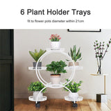 Darrahopens Home & Garden > Garden Tools > Gardening Accessories Fin White Metal Plant Stand 6-Potted Flower Pot Holder W Wheels 4 Tier Display Shelf