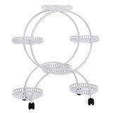 Darrahopens Home & Garden > Garden Tools > Gardening Accessories Fin White Metal Plant Stand 6-Potted Flower Pot Holder W Wheels 4 Tier Display Shelf