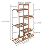 Darrahopens Home & Garden > Garden Tools > Gardening Accessories Fin Xxl Carbonized Wood Plant Stand 11 Pots Bonsai Display Shelf Flower Rack Corner