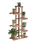 Darrahopens Home & Garden > Garden Tools > Gardening Accessories Fin Xxl Carbonized Wood Plant Stand 11 Pots Bonsai Display Shelf Flower Rack Corner