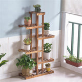 Darrahopens Home & Garden > Garden Tools > Gardening Accessories Fin Xxl Carbonized Wood Plant Stand 11 Pots Bonsai Display Shelf Flower Rack Corner