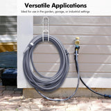 Darrahopens Home & Garden > Garden Tools > Gardening Accessories Garden Hose Hanging System - Wall Mount for Neat Storage - Stainless Steel Frame - White