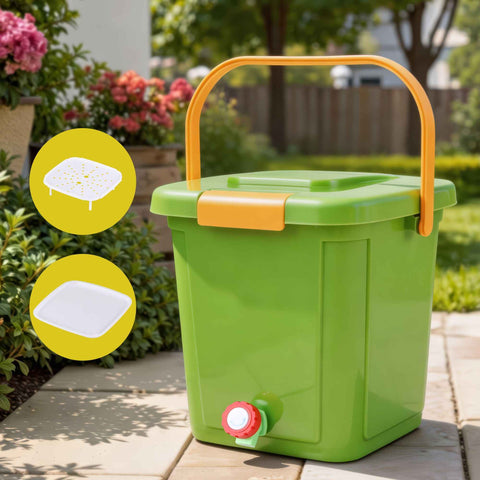 Darrahopens Home & Garden > Garden Tools > Gardening Accessories Gardeon 15L Kitchen Compost Bin Food Waste Caddy Drain Tap Green