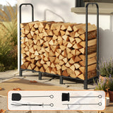 Darrahopens Home & Garden > Garden Tools > Gardening Accessories Gardeon Firewood Rack 120cm Wood Rack 3 Sizes Firewood Storage with Tools Black