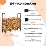 Darrahopens Home & Garden > Garden Tools > Gardening Accessories Gardeon Firewood Rack 120cm Wood Rack 3 Sizes Firewood Storage with Tools Black