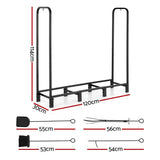 Darrahopens Home & Garden > Garden Tools > Gardening Accessories Gardeon Firewood Rack 120cm Wood Rack 3 Sizes Firewood Storage with Tools Black