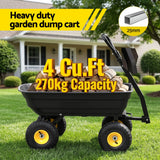 Darrahopens Home & Garden > Garden Tools > Gardening Accessories Gardeon Garden Cart Dump Utility Wagon 270kg 2in1 Handle Tractor Trolley 110L with 10in Tyres
