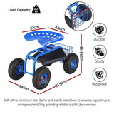 Darrahopens Home & Garden > Garden Tools > Gardening Accessories Gardeon Garden Seat with Wheels 360 Swivel Adjustable Height Rolling Stool 150kg