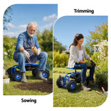Darrahopens Home & Garden > Garden Tools > Gardening Accessories Gardeon Garden Seat with Wheels 360 Swivel Adjustable Height Rolling Stool 150kg