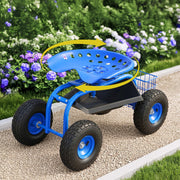 Darrahopens Home & Garden > Garden Tools > Gardening Accessories Gardeon Garden Seat with Wheels 360 Swivel Adjustable Height Rolling Stool 150kg
