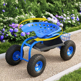 Darrahopens Home & Garden > Garden Tools > Gardening Accessories Gardeon Garden Seat with Wheels 360 Swivel Adjustable Height Rolling Stool 150kg