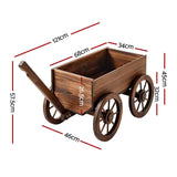 Darrahopens Home & Garden > Garden Tools > Gardening Accessories Gardeon Wooden Planter Cart Garden Decor Plant Stand Fir Wood Flower Wagon Wheels XL