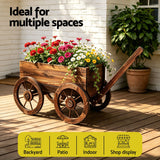 Darrahopens Home & Garden > Garden Tools > Gardening Accessories Gardeon Wooden Planter Cart Garden Decor Plant Stand Fir Wood Flower Wagon Wheels XL