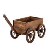 Darrahopens Home & Garden > Garden Tools > Gardening Accessories Gardeon Wooden Planter Cart Garden Decor Plant Stand Fir Wood Flower Wagon Wheels XL
