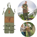 Darrahopens Home & Garden > Garden Tools > Gardening Accessories Green And Brown Gardening Leg Apron - Oxford Fabric, Multi-Pocket, Extended Design, 118x45cm, 450g