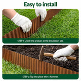 Darrahopens Home & Garden > Garden Tools > Gardening Accessories Green Fingers Garden Edging 10ft Metal Flexible Garden Border Corrugated Steel Lawn Edging Rust