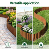 Darrahopens Home & Garden > Garden Tools > Gardening Accessories Green Fingers Garden Edging 10ft Metal Flexible Garden Border Corrugated Steel Lawn Edging Rust