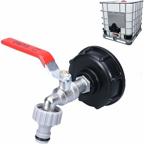 Darrahopens Home & Garden > Garden Tools > Gardening Accessories IBC Tank Faucet 1000L with Garden Hose Tap Adapter S60X6 Connector Plastic 1/2 Inch for Rainwater Harvester