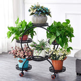 Darrahopens Home & Garden > Garden Tools > Gardening Accessories Metal Plant Stand Rack 4Tier Indoor Flower Pot Stand with Wheels for Living Room