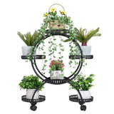 Darrahopens Home & Garden > Garden Tools > Gardening Accessories Metal Plant Stand Rack 4Tier Indoor Flower Pot Stand with Wheels for Living Room