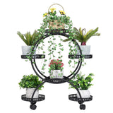 Darrahopens Home & Garden > Garden Tools > Gardening Accessories Metal Plant Stand Rack 4Tier Indoor Flower Pot Stand with Wheels for Living Room