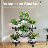Darrahopens Home & Garden > Garden Tools > Gardening Accessories Metal Plant Stand Rack 4Tier Indoor Flower Pot Stand with Wheels for Living Room